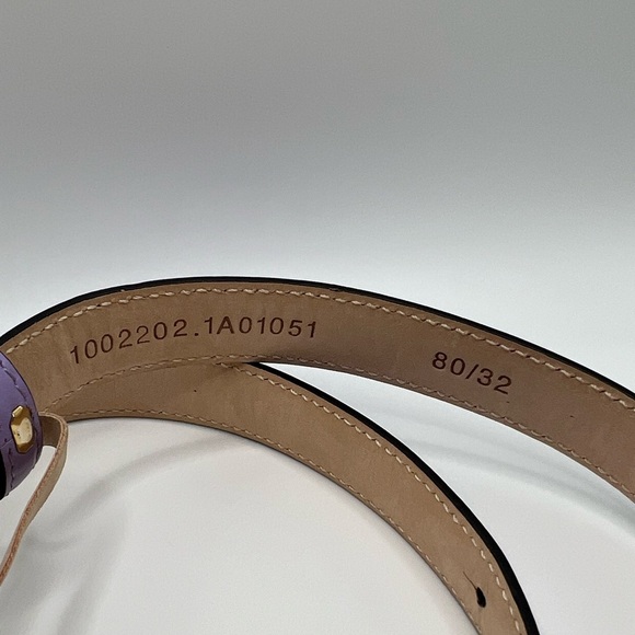 NEW VERSACE Logo Crystal Purple Leather Belt 80/32 Medium M